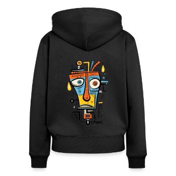 Moderne Kunst, antike Natur, Stammes Maske - Frauen Premium Bio Zip Hoodie - Schwarz - Hinten - Julia (174cm)