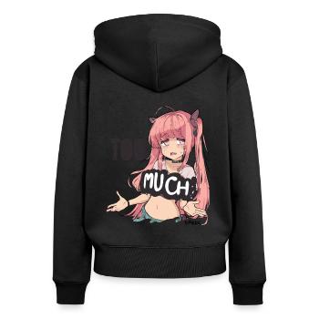 Est-ce trop ? Fille d’anime qui rit - Sweat à capuche zippé Premium bio Femme - noir - Dos - Julia (174cm)
