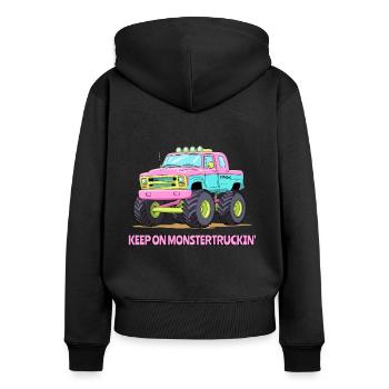 Continuez sur Monster Truckin', Candy Monster Truck - Sweat à capuche zippé Premium bio Femme - noir - Dos - Julia (174cm)