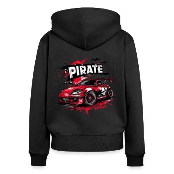 Chibi JDM Pirate Street Racing Voiture de sport - Sweat à capuche zippé Premium bio Femme - noir - Dos - Julia (174cm)