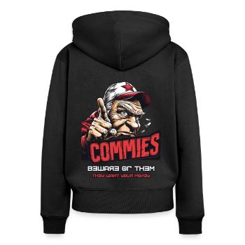 Parodie : Les commies sarcastiques veulent juste votre argent - Sweat à capuche zippé Premium bio Femme - noir - Dos - Julia (174cm)