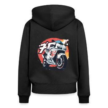 Super Japan Sport Moto de course - Sweat à capuche zippé Premium bio Femme - noir - Dos - Julia (174cm)