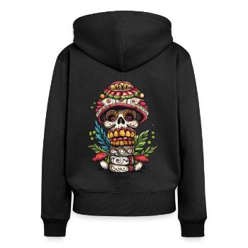 Mushroom Skull Skull Totem - Women's Premium Organic Zip Hoodie - black - Back - Julia (174cm)