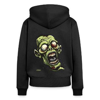 Der lachende, nicht gutaussehende Zombie - Frauen Premium Bio Zip Hoodie - Schwarz - Hinten - Julia (174cm)