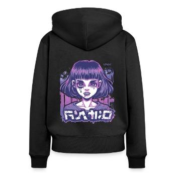 Manga, Anime, Fille, Fantômes japonais, Démons - Sweat à capuche zippé Premium bio Femme - noir - Dos - Julia (174cm)