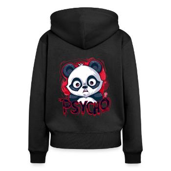 Mignon Dessin Animé Psycho Panda - Sweat à capuche zippé Premium bio Femme - noir - Dos - Julia (174cm)
