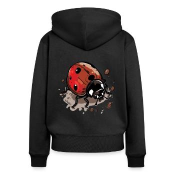 Cute cartoon ladybug in nature - Women's Premium Organic Zip Hoodie - black - Back - Julia (174cm)