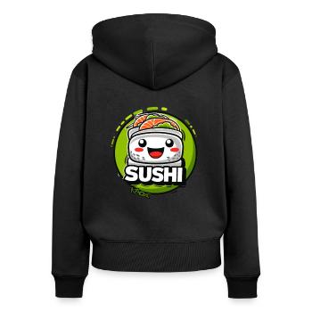 Green Wasabi Kawaii Sushi - Women's Premium Organic Zip Hoodie - black - Back - Julia (174cm)