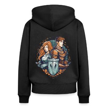 Knight and maiden in the arms of the Middle Ages - Women's Premium Organic Zip Hoodie - black - Back - Julia (174cm)