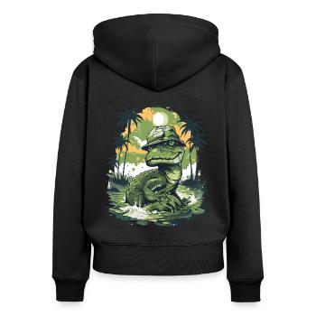 Lézard des marais vivant dans une forêt naturelle - Sweat à capuche zippé Premium bio Femme - noir - Dos - Julia (174cm)