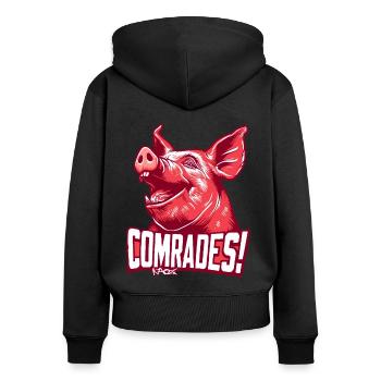 Parodie du camarade communiste Pig - Sweat à capuche zippé Premium bio Femme - noir - Dos - Julia (174cm)