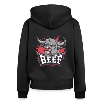 Angry Cow or Bull: Quarrel - Women's Premium Organic Zip Hoodie - black - Back - Julia (174cm)