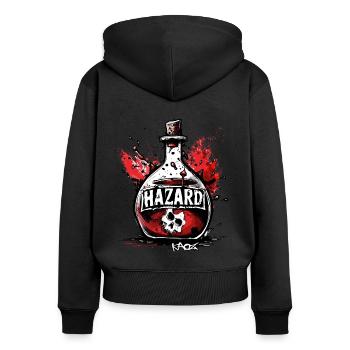 Danger, bouteille avec du poison crânien - Sweat à capuche zippé Premium bio Femme - noir - Dos - Julia (174cm)