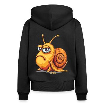 drôle de mauvaise humeur : escargot de dessin animé - Sweat à capuche zippé Premium bio Femme - noir - Dos - Julia (174cm)