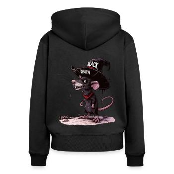 Die schwarze Pest ist die Plage einer Ratte - Frauen Premium Bio Zip Hoodie - Schwarz - Hinten - Julia (174cm)