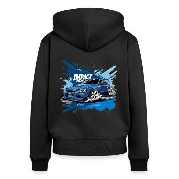Japan D Initial Impact Blue JDM Street Racer Car - Women's Premium Organic Zip Hoodie - black - Back - Julia (174cm)