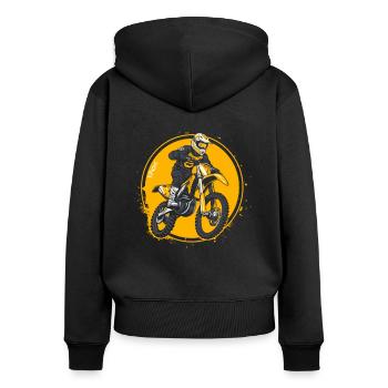 Pilote de Super Motocross blanc et jaune - Sweat à capuche zippé Premium bio Femme - noir - Dos - Julia (174cm)