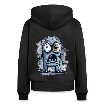 A gloomy, angry, funny gray monster - Women's Premium Organic Zip Hoodie - black - Back - Julia (174cm)