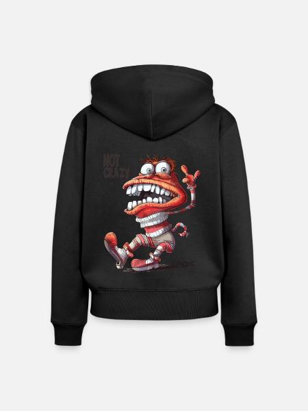 nicht verrückt, eine verrückte Socken Puppe - Premium økologisk hoodie med lynlås til kvinder - sort