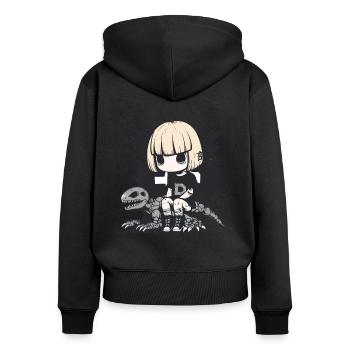 Anime Goth Ghosts Girl Sitting On Dino Skeleton - Women's Premium Organic Zip Hoodie - black - Back - Julia (174cm)