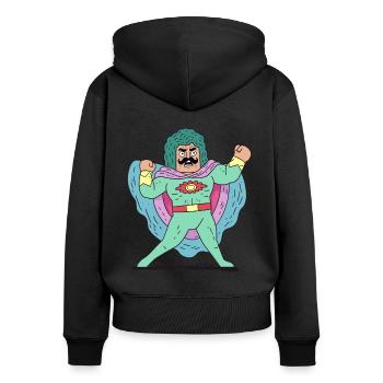 Mexikanischer Schnurrbart Luchador Ringer - Frauen Premium Bio Zip Hoodie - Schwarz - Hinten - Julia (174cm)