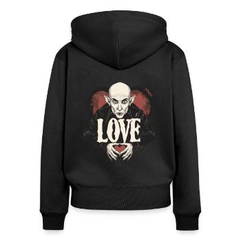 Nosferatu Herz und Vampir Liebe - Frauen Premium Bio Zip Hoodie - Schwarz - Hinten - Julia (174cm)
