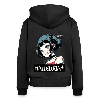 Hallelujah for the goth Anime Girl - Frauen Premium Bio Zip Hoodie - Schwarz - Hinten - Julia (174cm)