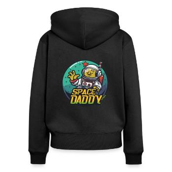 Space Daddy Sci-Fi Astronaut - Frauen Premium Bio Zip Hoodie - Schwarz - Hinten - Julia (174cm)