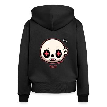 tilt, cartoon face, off - Women's Premium Organic Zip Hoodie - black - Back - Julia (174cm)