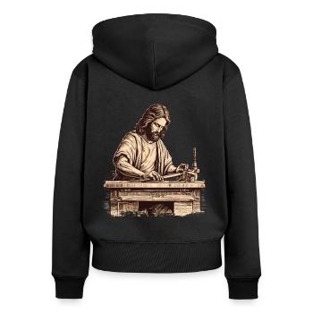 Joseph and Jesus, the carpenters: carpenter - Women's Premium Organic Zip Hoodie - black - Back - Julia (174cm)