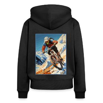 VTT super cool plein d’action - Sweat à capuche zippé Premium bio Femme - noir - Dos - Julia (174cm)