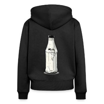 Le laitier apporte une bouteille de lait - Sweat à capuche zippé Premium bio Femme - noir - Dos - Julia (174cm)