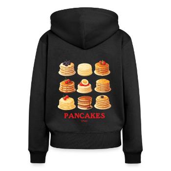 Fruit and Chocolate Cream Pancakes - Women's Premium Organic Zip Hoodie - black - Back - Julia (174cm)