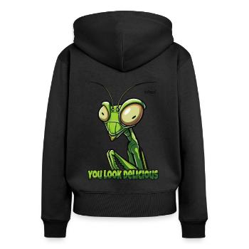 Vous avez l’air délicieux ! Une mante religieuse de dessin animé - Sweat à capuche zippé Premium bio Femme - noir - Dos - Julia (174cm)