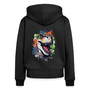 Splashes of color: A colorful dino with an action look - Women's Premium Organic Zip Hoodie - black - Back - Julia (174cm)
