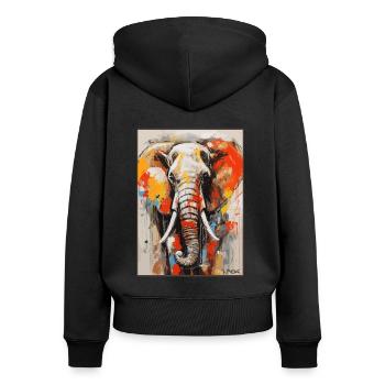ein bunter Elephant - Frauen Premium Bio Zip Hoodie - Schwarz - Hinten - Julia (174cm)