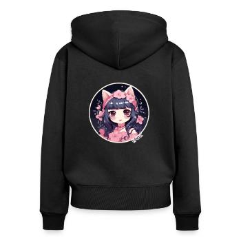 Cute anime girl as princess - Women's Premium Organic Zip Hoodie - black - Back - Julia (174cm)