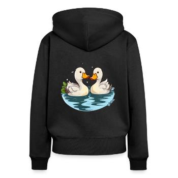 Two adorable little ducks in the pond - Women's Premium Organic Zip Hoodie - black - Back - Julia (174cm)