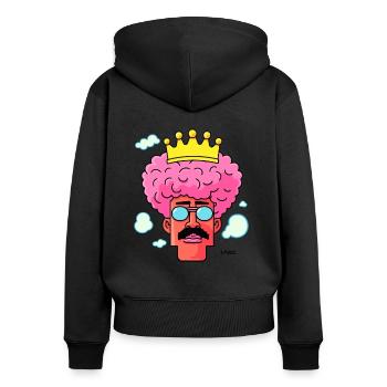 Dessin animé d’un roi des cheveux afro cool - Sweat à capuche zippé Premium bio Femme - noir - Dos - Julia (174cm)