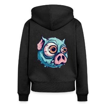 Juste un autre cochon psychopathe zombie de dessin animé - Sweat à capuche zippé Premium bio Femme - noir - Dos - Julia (174cm)