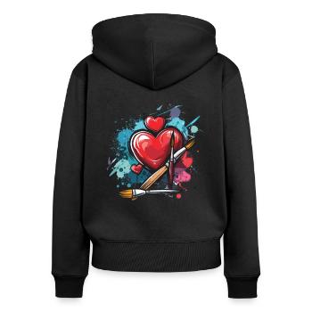 Art Graffiti: Paint Brushes and Hearts - Women's Premium Organic Zip Hoodie - black - Back - Julia (174cm)