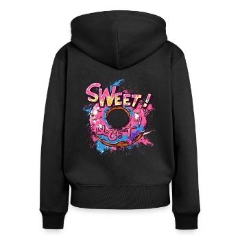 Beignet coloré, délicieux et sucré - Sweat à capuche zippé Premium bio Femme - noir - Dos - Julia (174cm)