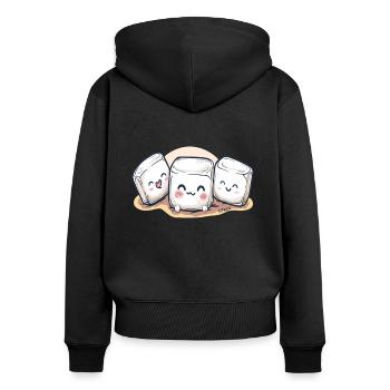 Süße, niedliche Chibi Marshmallows - Frauen Premium Bio Zip Hoodie - Schwarz - Hinten - Julia (174cm)