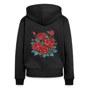 Un bouquet de roses - Sweat à capuche zippé Premium bio Femme - noir - Dos - Julia (174cm)