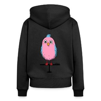 Entzückender kleiner Vogel in Bonbonfarben - Frauen Premium Bio Zip Hoodie - Schwarz - Hinten - Julia (174cm)