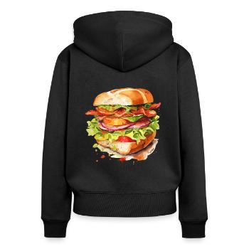 Watercolor Panino: The Italian Sandwich - Women's Premium Organic Zip Hoodie - black - Back - Julia (174cm)