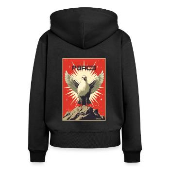 Parodie de la colombe communiste de la paix - Sweat à capuche zippé Premium bio Femme - noir - Dos - Julia (174cm)