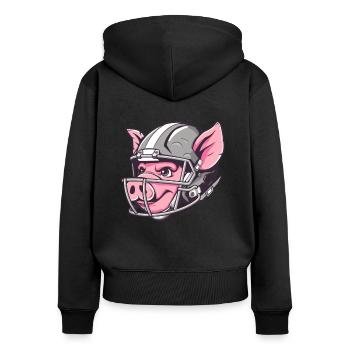 Helmet American Football Pig - Women's Premium Organic Zip Hoodie - black - Back - Julia (174cm)