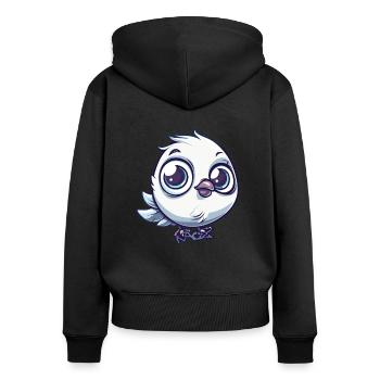 Super cute cartoon chibi bird with big eyes - Women's Premium Organic Zip Hoodie - black - Back - Julia (174cm)