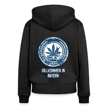 Cannabis: Church and Village - Welcome to Bavaria - Women's Premium Organic Zip Hoodie - black - Back - Julia (174cm)